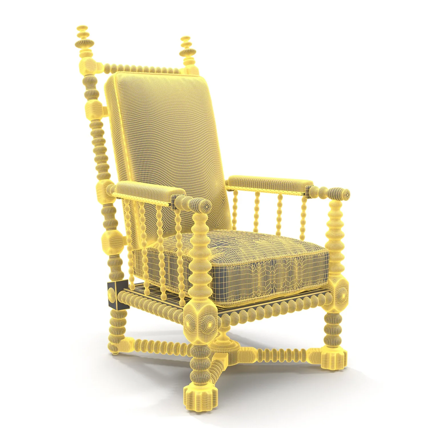 Oak Bobbin Armchair PBR 3D Model_07